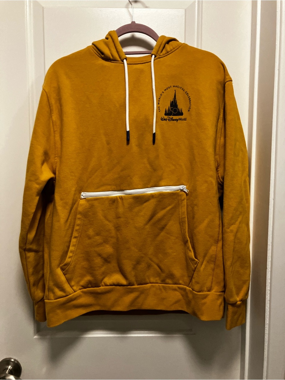 Disney World 50th Anniversary Hoodie Adult Medium Mustard Gold Mickey